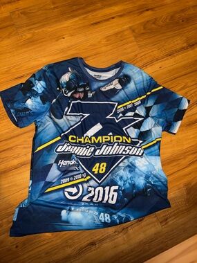 Jimmie Johnson Champion Graphic Short-Sleeve Tee in Blue and Yellow